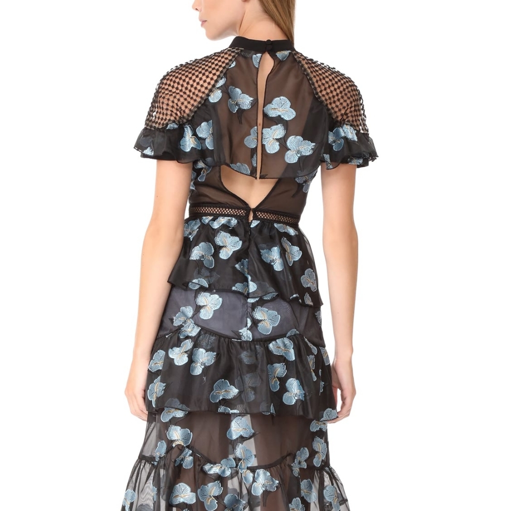 self portrait Fil Coupe Open Back Cape midi Dress - Picture 3 of 6
